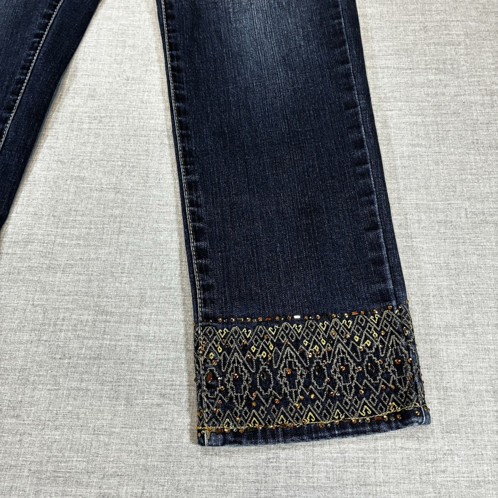 Chicos Jeans Sz 00 So Slimming Cropped Ankles Embroidered Rhinestones Stretch - Picture 4 of 13